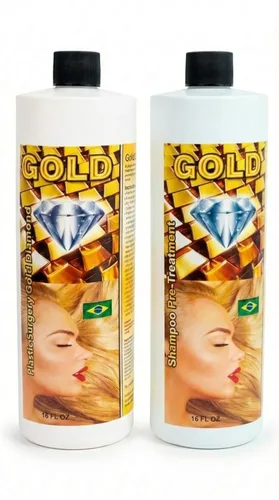 KERA FRUIT Cirugia Capilar Gold Diamond 16oz Incluye Champú Tratamiendo De Keratina Oro
