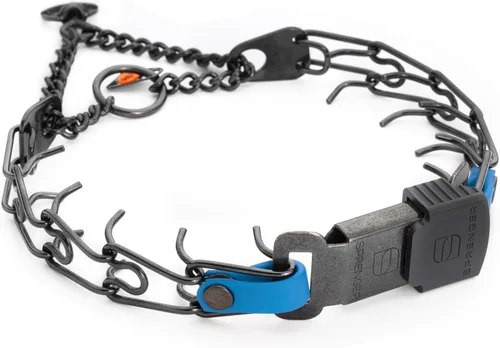 Vista 18 de Collar para Perro Herm Sprenger de Acero Inoxidable Negro con Hebilla de Liberación Rápida ClicLock y Inserción de Biothane Collar de Entrenamiento