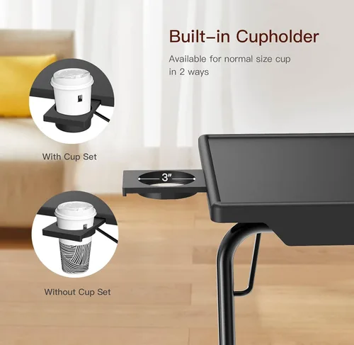 Vista 7 de HUANUO Adjustable TV Tray Set of 2 - TV Dinner Tray on Bed & Sofa, Comfortable TV Tray Table with 6 Height & 3 Tilt Angle Adjustments (2 Pack)