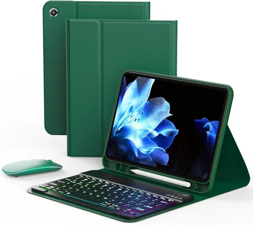 Vista 10 de Funda de teclado para Samsung Galaxy Tab A9+ Plus 2023/A11+ Plus 2025 de 10.9 pulgadas, incluye mouse y teclado magnético con retroiluminación Negro