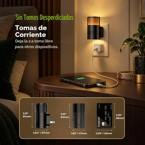 Vista 8 de AUVON Luz nocturna enchufable con sensor de brillo degradado, movimiento