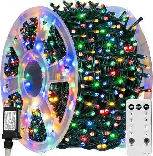 Vista 32 de TW SHINE - Luces de Navidad que cambian de color, 200 luces LED RGB de 66 pies, luces de Halloween para exteriores con control remoto, impermeables