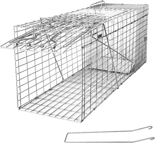 Vista 8 de Trampa de ardilla resistente de 17.3 pulgadas, trampa plegable para jaula de animales pequeños, trampas humanas, captura y libera.