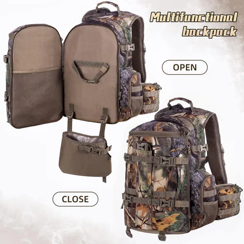 Vista 7 de BLISSWILL Mochila de caza grande para arco y rifle con cubierta impermeable para lluvia, accesorios de equipo de caza, 40L, Classic