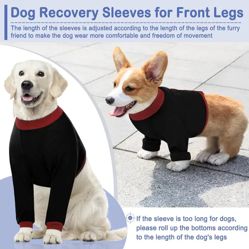 Vista 4 de KOESON Manga de recuperación para perros para piernas delanteras, traje suave de recuperación de mascotas después de la cirugía, protector de codo