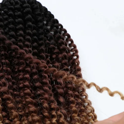Vista 5 de 3 unidades/paquete de rizos kinky de 30,5 cm. Trenzas de pelo afro con ganchillo sintético suave (30,5 cm, marrón oscuro)