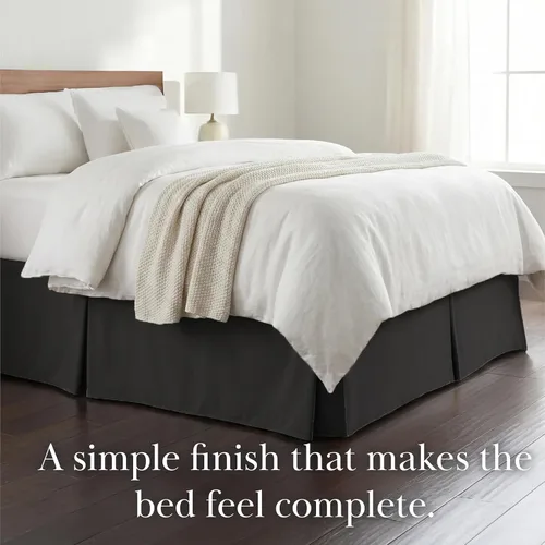 Vista 6 de Southshore Fine Linens VILANO Springs faldón para cama plisada, 15 pulgadas, Microfibra, Negro, gemelo