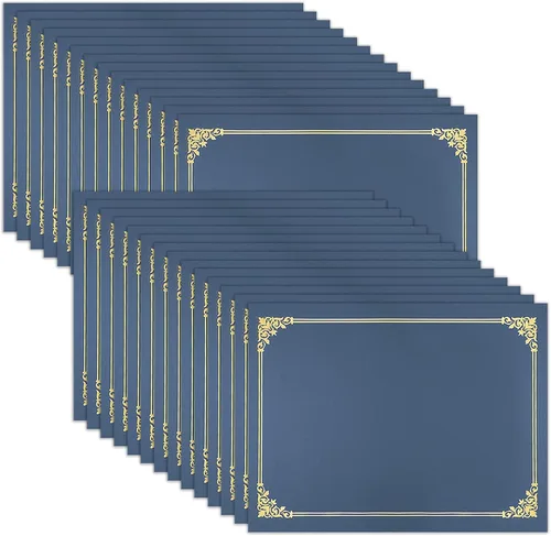 Portacertificados SUNEE (Azul Marino, 30 paquetes), cubiertas de diploma con borde de papel dorado, para certificados de tamaño carta 8.5x11,