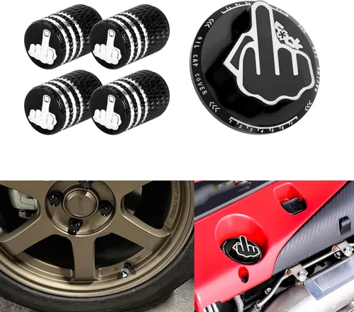 Vista 28 de x xotic tech Tapa de combustible para tanque de llenado de aceite de motor, patrón de dedo medio de aluminio, compatible con Honda y Acura (negro)