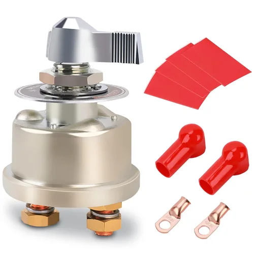 Vista 9 de Interruptor maestro de desconexión de batería de 12-48V, interruptor de corte de energía de batería de alta corriente de 200A con placa frontal