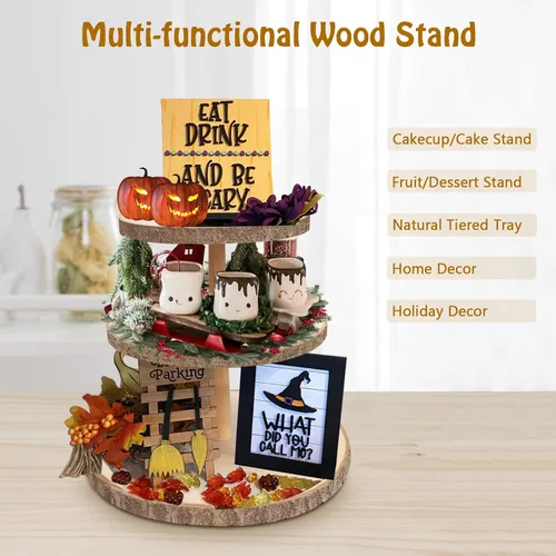 Vista 6 de Soporte para cupcakes de 3 niveles, bandeja escalonada de madera, soporte rústico para cupcakes para fiesta/boda/cumpleaños/baby