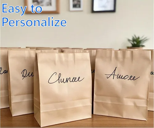 Vista 7 de Bolsas de papel kraft marrón de 8 libras, paquete de 100, tamaño regular, ideales para pedidos de llevar, bolsas de almuerzo