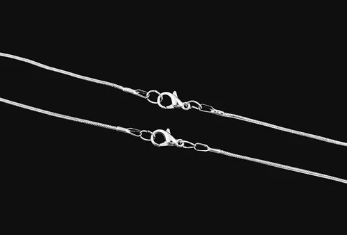 Vista 6 de 24 cadenas para fabricación de joyas de 20 pulgadas chapadas en plata de ley 925 de 0.047 in, cadena de serpiente para bricolaje, collar
