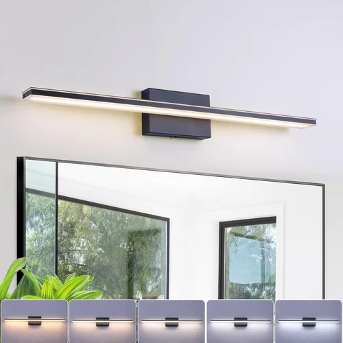 Vista 22 de Moderna lámpara de tocador de baño de 15.7 pulgadas, 12 W, regulable, 5CCT, luces de baño LED sobre el espejo, luz de tocador cromada para armarios
