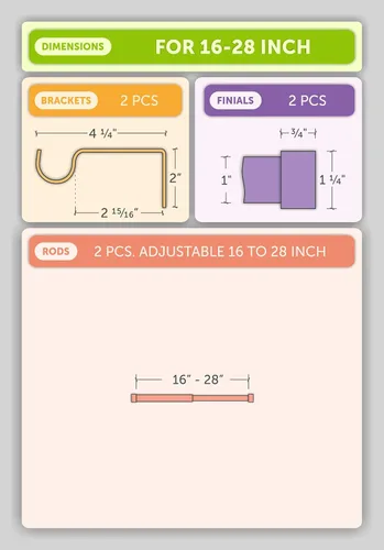 Vista 7 de Ivilon - Cortinero lateral para ventana, diseño de tapa en el extremo, poste de 1 pulgada. De 40,6 cm a 71,1 cm, color negro