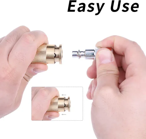 Vista 7 de Hromee Kit de accesorios para compresor de aire de 19 piezas con manguera híbrida de 3/8 pulgadas x 25 pies, accesorios de conexión rápida NPT