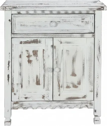 Vista 8 de Gabinete de acento de cabaña rústica con 1 cajón y 2 puertas en acabado azul antiguo para sala de estar - Requiere ensamblaje, madera desgastada