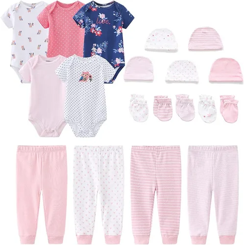 Kiddiezoom Conjunto de ropa de regalo unisex para bebé, 19 piezas, para bebé recién nacido