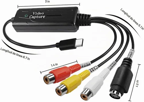 Vista 3 de XMSJSIY RCA AV a USB C Convertidor Adaptador de tarjeta de captura de video