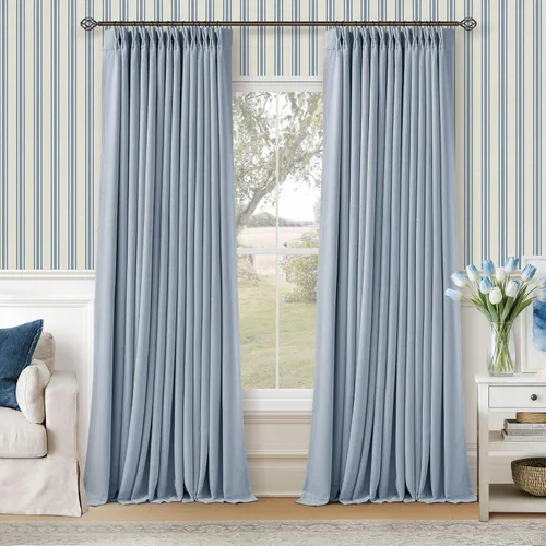Vista 60 de Juego de 2 paneles de cortinas plisadas negras de 80 pulgadas para sala de estar, cortinas plisadas de lino con forro de 80 pulgadas de largo, 100%