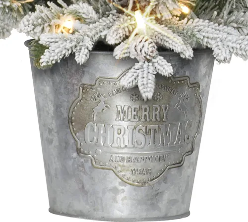 Vista 5 de Árbol flocado de PE/PVC preiluminado de 6 pies, 1015 puntas, 250 luces incandescentes transparentes UL