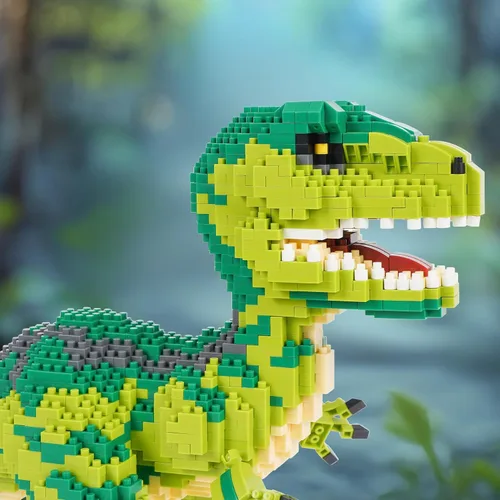 Vista 3 de Bloque de construcción modelo de dinosaurio micro mini bloques de dinosaurio kit de construcción regalos para niños y adultos (velociraptor)