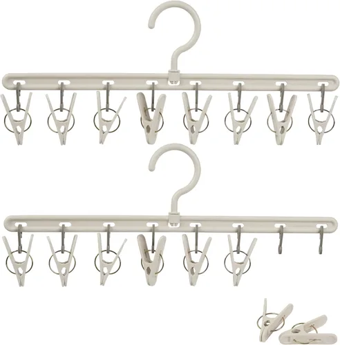 Vista 2 de Foshine Percha de ropa con 8 clips, percheros de secado de ropa resistente al viento para secar calcetines, brasieres, ropa interior, ropa de bebé