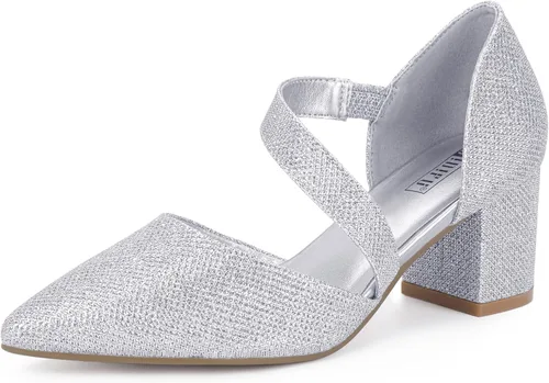 Vista 12 de IDIFU IN2 Women's Pumps Closed Pointed Toe Low Block Chunky Comfort Heels Blanco (White PU)