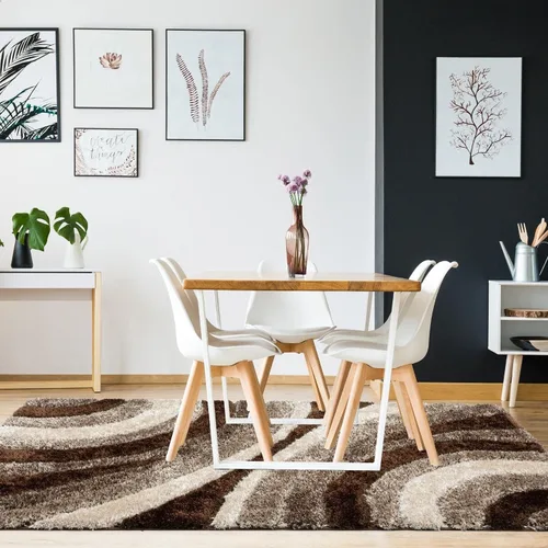 Vista 7 de LUXE WEAVERS Lantanas Collection 7070 - Alfombra geométrica moderna de pelo largo de 8 x 10 pulgadas, color marrón