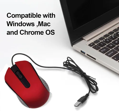 Vista 4 de Guiheng Ratón ergonómico con cable USB para mano derecha o izquierda, con clics duraderos para PC, laptop, escritorio, Chromebook, portátil, Mac