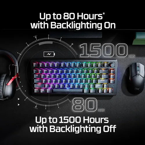 Vista 2 de HyperX Alloy Rise 75 Wireless - Teclado mecánico para juegos 75% intercambiable en caliente, PC, hasta 80 horas de retroiluminación encendida, doble