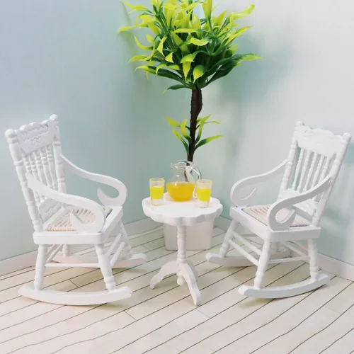 Vista 2 de Mesa auxiliar de casa de muñecas en miniatura, muebles de madera a escala 1:12, modelo de mesa de té lateral redonda para decoración de casa