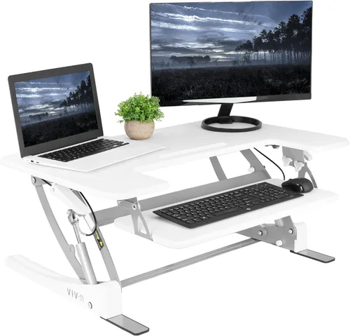 Vista 17 de Vivo 32 Pulgadas Escritorio de Pie Ajustable en Altura, V Series, Convertidor Rápido de Sentarse a Pararse, Estación de Trabajo con Soporte