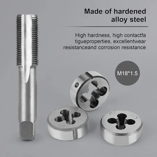 Vista 7 de Juego de 110 piezas de roscas métricas y troqueles, roscas métricas M2-M18 para cortar roscas externas e internas, vienen con estuche