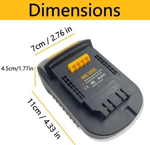 Vista 6 de Adaptador de batería MIL18DL compatible con batería de litio Milwaukee M18 de 18 V, funciona compatible con herramientas eléctricas inalámbricas