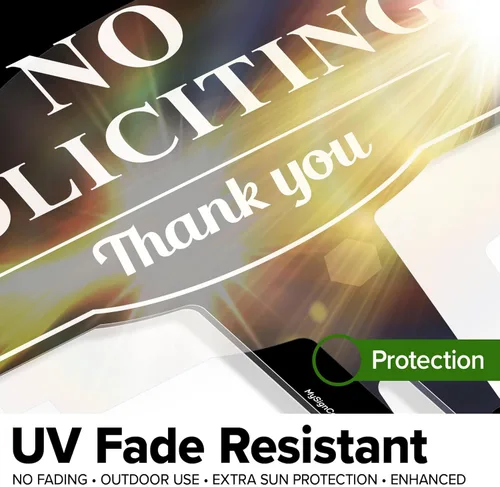 Vista 6 de Señal de No Solicitar para Casa, Señal de No Solicitar para Patio, 13"x13", Estacas Integradas Super Resistentes, Compuesto de Aluminio Libre