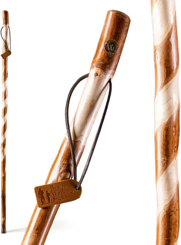 Vista 9 de Brazos Bastón de madera rústica, madera dura, mango de estilo tradicional, para hombres y mujeres, fabricado en los Estados Unidos, 55 pulgadas