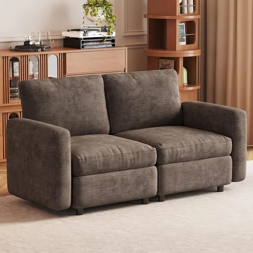 Vista 72 de Guyii Sofá modular de terciopelo, moderno sofá de 4 plazas de gran tamaño con 3 almohadas y reposapiés de almacenamiento, sofá convertible de 115.74