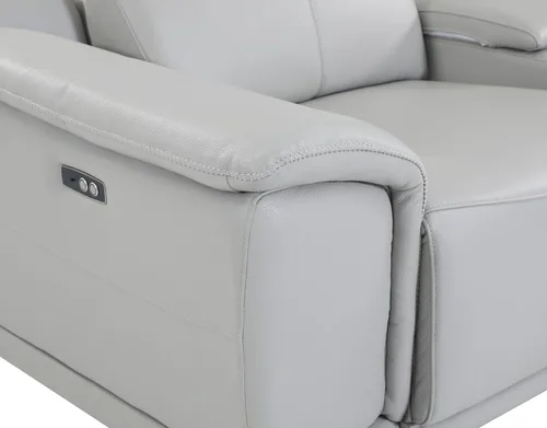 Vista 507 de BlackJack Furniture Venice - Sofá modular de cuero italiano de grano superior de 5 piezas con 3 reclinables eléctricos, reposacabezas ajustable
