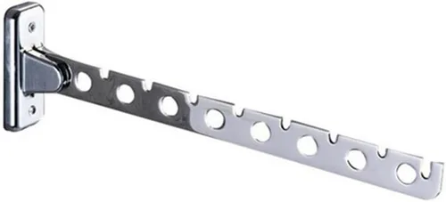 Vista 2 de 6-Hole Rack Folding Stainless Steel Clothes Hook Rack with Screws Movable Coat Swing Hanger Clothing Rail(L Code)