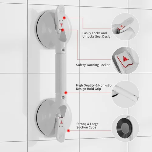 Vista 3 de SHAPON Suction Cup Grab Bar for Shower,Shower Handle Bar with Strong Suction Cup,Portable Grab Handle for Bathtub, Easy to Install, Safe for