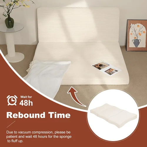 Vista 7 de Colchón plegable de tres pliegues de 6 pulgadas, sofá cama plegable con funda extraíble lavable, colchón de futón portátil tamaño matrimonial