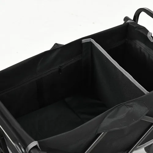 Vista 9 de Outsunny Carro plegable con mango ajustable, carritos de jardín plegables resistentes con ruedas todo terreno, para playa, deportes, compras