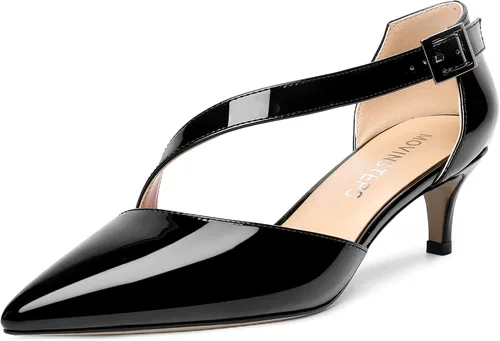 MOVINSTEPS D'Orsay - Vestido con hebilla para mujer, con puntera puntiaguda, correa ajustable, tacón bajo, zapatos de tacón bajo de 2 pulgadas