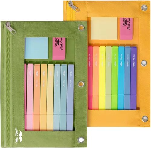 Vista 40 de Mr. Pen - Estuche para lápices de 2 piezas - Estuche con cremallera para lápices para carpeta de 3 anillas