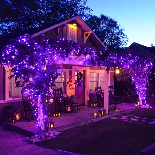 Vista 9 de JMEXSUSS Guirnalda de 250 luces LED de Halloween/250 luces LED moradas de Halloween