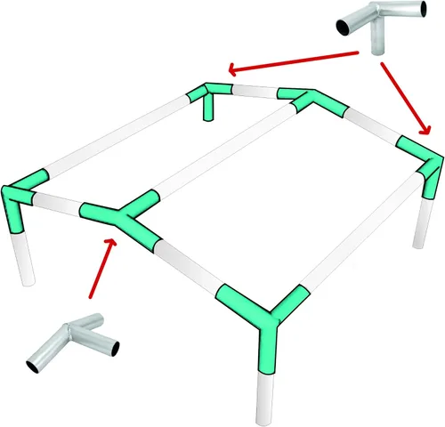Vista 3 de INS Kit de accesorios para toldo de importación, conectores de cochera de marco bajo, juego completo para 6, 8, 10 patas, elige