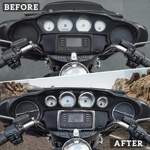 Vista 2 de Kit de embellecedores de carenado interior para Street Glide 2014-2018, cubierta cromada del medidor del velocímetro para Harley Electra Glide