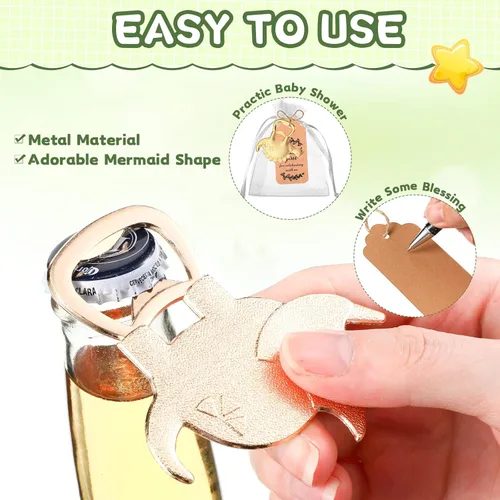 Vista 3 de 30 piezas de abrebotellas de dinosaurio, regalos de devolución de baby shower para invitados, abridor de botellas y recuerdos con bolsas de organza