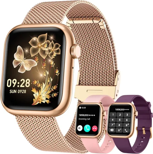 Vista 8 de Smartwatch - Reloj inteligente para mujer, reloj inteligente negro para mujer, responder llamadas Bluetooth, teléfonos Android, compatible